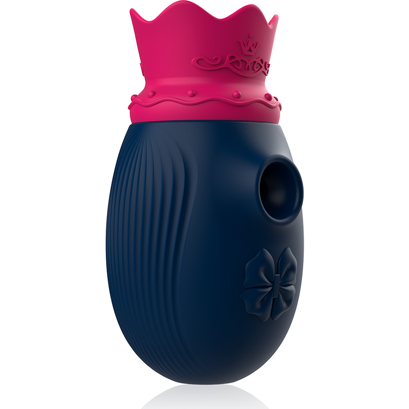 Close-up do INTENSE Estimulador de Clitóris com 10 Modos de Sucção e Lambida Azul, mostrando seu design ergonómico e silicone suave.
