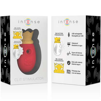 INTENSE Estimulador de Clitóris Vermelho, com design ergonómico e ponta de sucção.