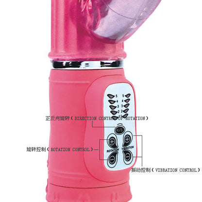 BAILE Vibrador Rotador Passion Rock Bunny 10 Funções 27 CM em rosa, destacando o design e as características de estimulação.