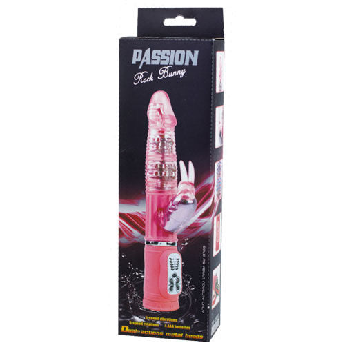 BAILE Vibrador Rotador Passion Rock Bunny 10 Funções 27 CM em rosa, destacando o design e as características de estimulação.