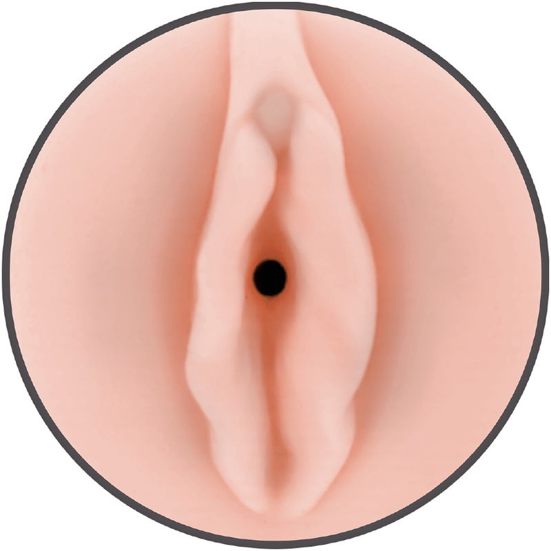 Masturbador masculino Jamyjob com abertura em forma de vagina, exibindo a textura interna.