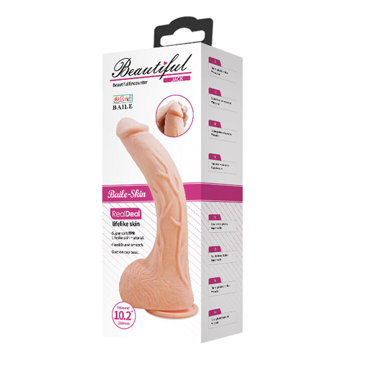 Vibrador realista curvo BAILE Lindo Jack 26 CM com ventosa para estimulação do ponto G.