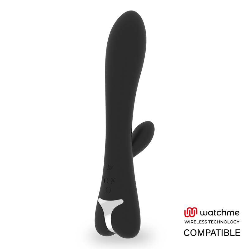 Vibrador Brilly Glam Erik Watchme Wireless para estimulação vaginal e clitoriana, cor preta com detalhes prateados.