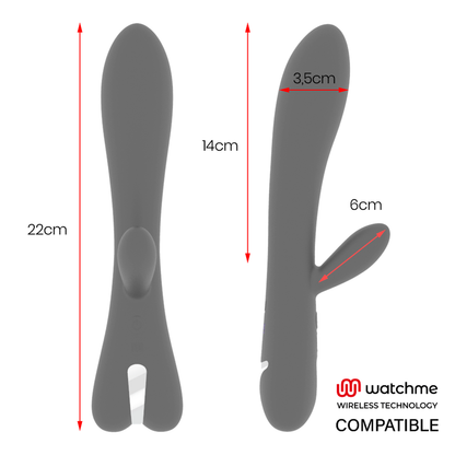 Vibrador Brilly Glam Erik Watchme Wireless para estimulação vaginal e clitoriana, cor preta com detalhes prateados.