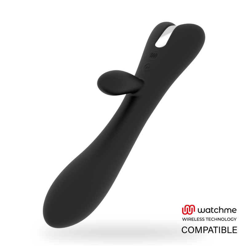 Vibrador Brilly Glam Erik Watchme Wireless para estimulação vaginal e clitoriana, cor preta com detalhes prateados.