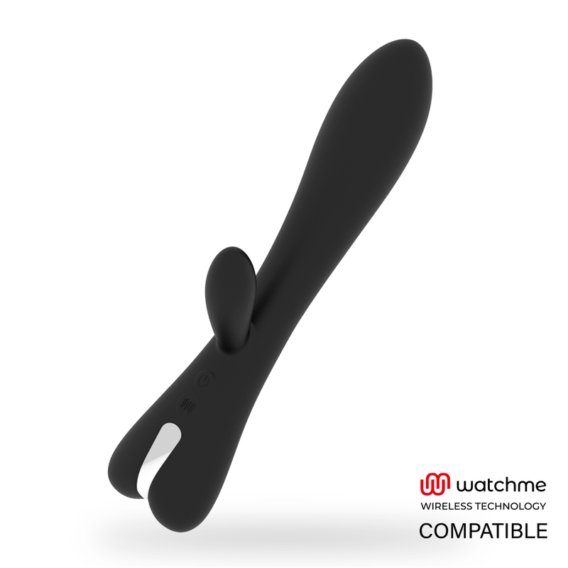 Vibrador Brilly Glam Erik Watchme Wireless para estimulação vaginal e clitoriana, cor preta com detalhes prateados.