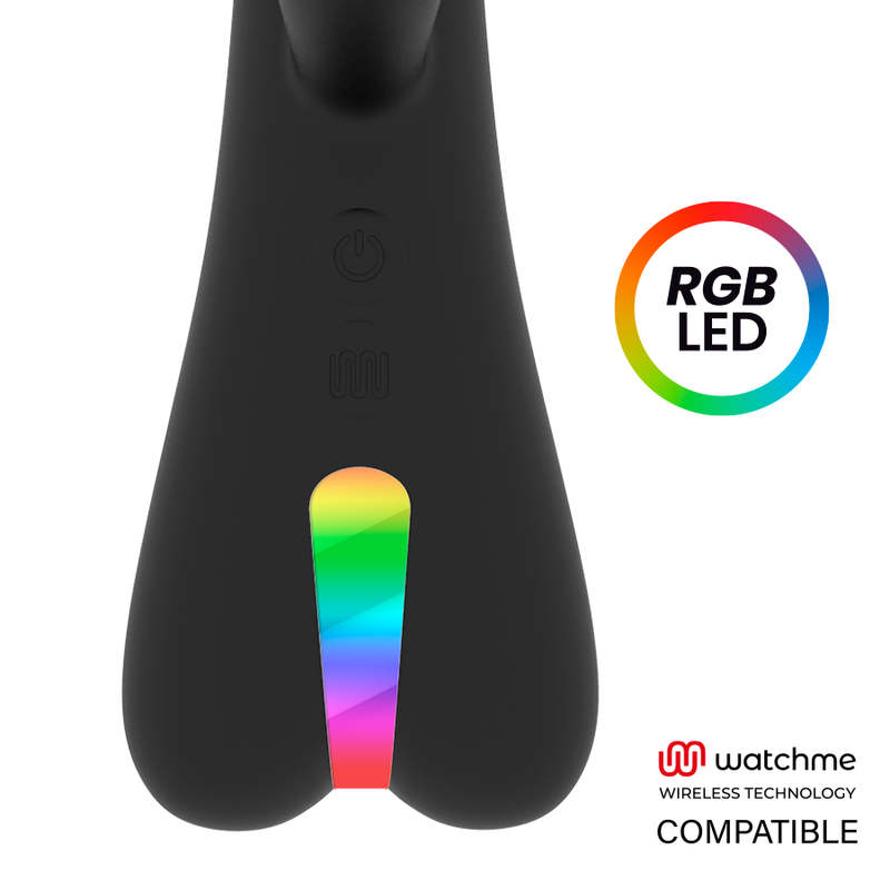 Vibrador Brilly Glam Erik Watchme Wireless para estimulação vaginal e clitoriana, cor preta com detalhes prateados.