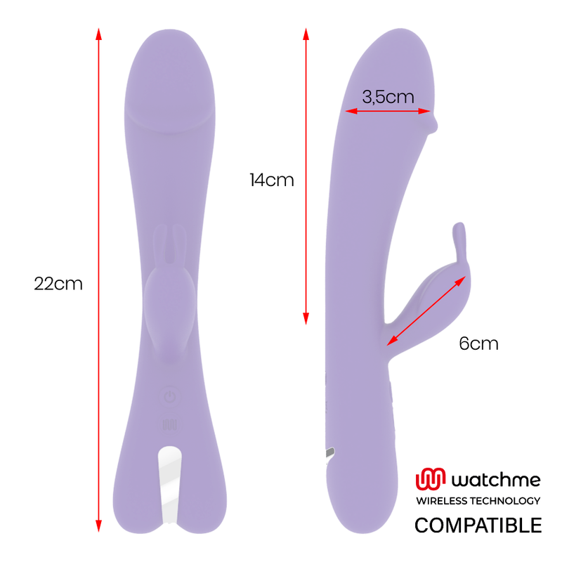 Close-up do Vibrador Coelho MR BOSS Aitor com Watchme Wireless e Dupla Estimulação, mostrando sua textura de silicone e formato ergonómico.
