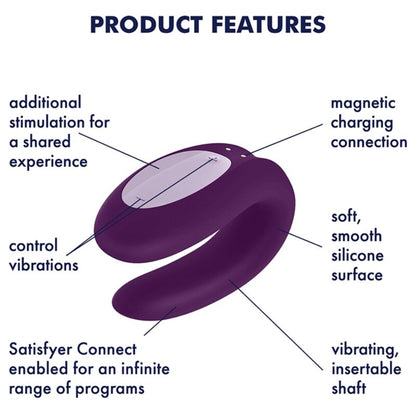 Satisfyer Partner Box 1, kit de vibradores para casal com controlo por app, mostrando o Double Joy e o Sexy Secret de silicone médico.