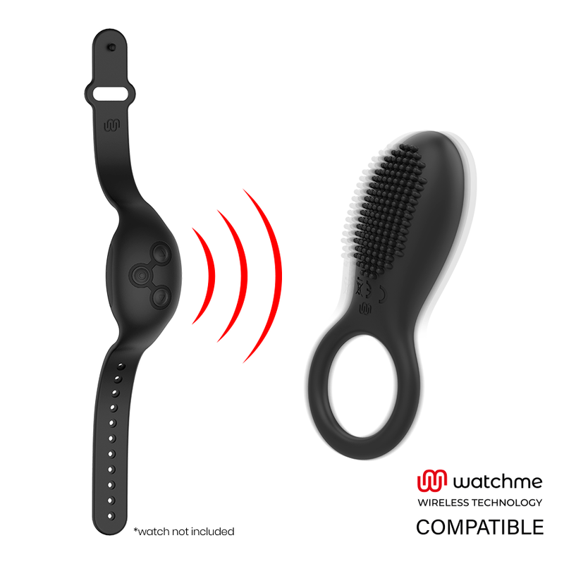 MR BOSS Anel Estimulador Tino Compatível Watchme Wireless, em silicone preto