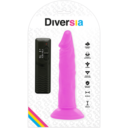 Close-up do Vibrador Flexível Roxo Diversia com controlo remoto, destacando sua forma e textura.