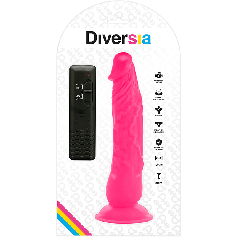 Close-up do Vibrador Flexível Diversia Rosa com Controlo Remoto, mostrando seu design ergonómico e material suave.