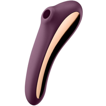 Close-up of the Satisfyer Vibrador Dual Kiss Air Pulse Ponto G Vinho Tinto, highlighting its silicone texture and dual stimulation design.