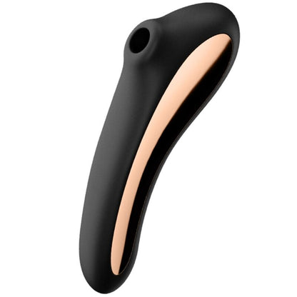 Satisfyer Vibrador Dual Kiss Pulso de Ar e Vibração Preto, mostrando design elegante e cabeça de estimulação.