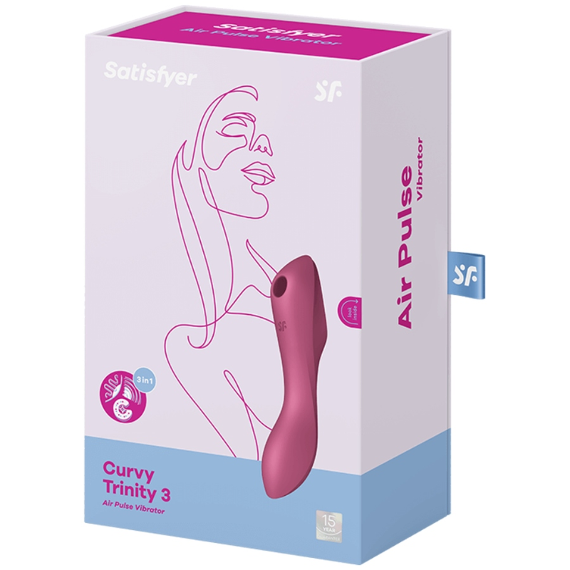 Satisfyer Curvy Trinity 3 Vermelho, vibrador de pulso de ar e ponto G em silicone.