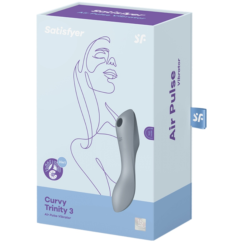 Detalhe do Satisfyer Curvy Trinity 3 Vibrador de Pulso de Ar, destacando seu design curvo e material de silicone.