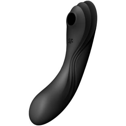 Satisfyer Curvy Trinity 4 Vibrador de Pulso de Ar e Ponto G Preto, mostrando design curvilíneo e bico de pulso de ar.