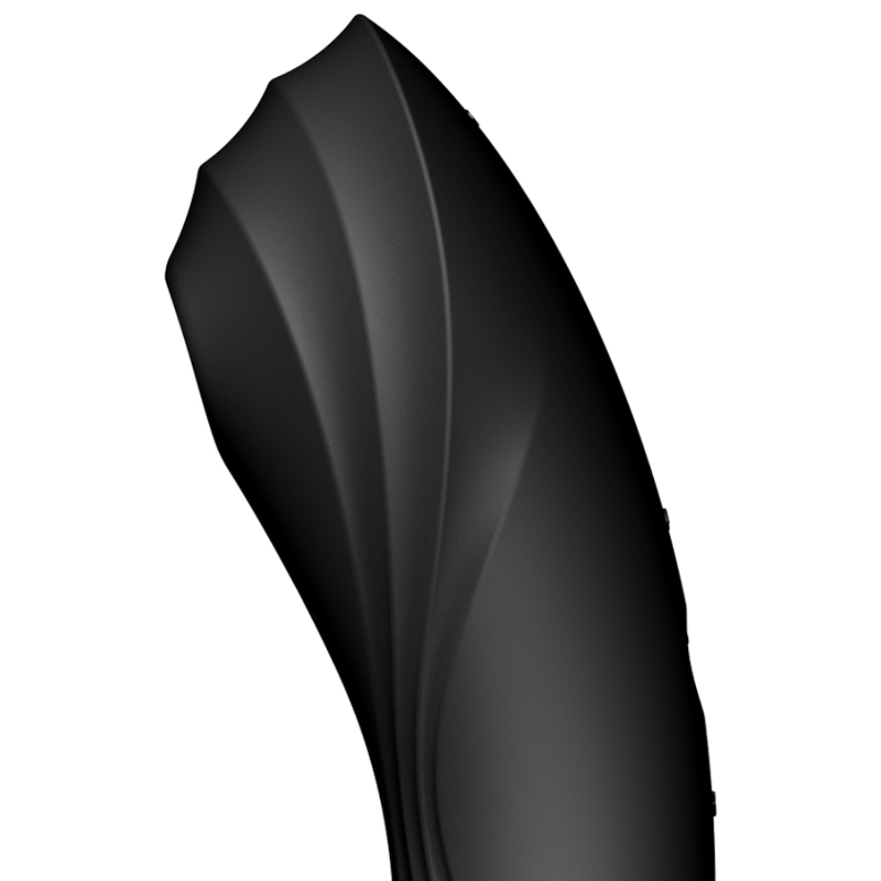 Satisfyer Curvy Trinity 4 Vibrador de Pulso de Ar e Ponto G Preto, mostrando design curvilíneo e bico de pulso de ar.