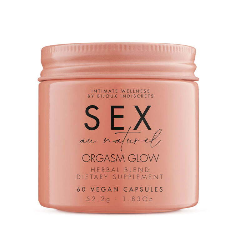 Embalagem do Suplemento Alimentar Bijoux Indiscrets Orgasmic Glow 60 Cápsulas