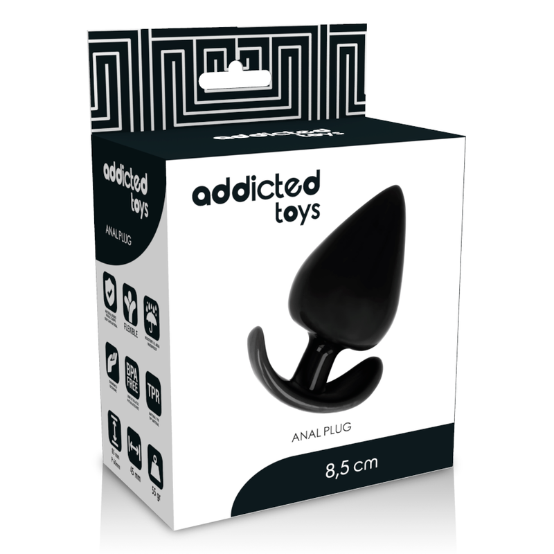Close-up do Plug Anal Addicted Toys Ergonómico de 8.5 cm, destacando seu design cônico e material de toque suave.
