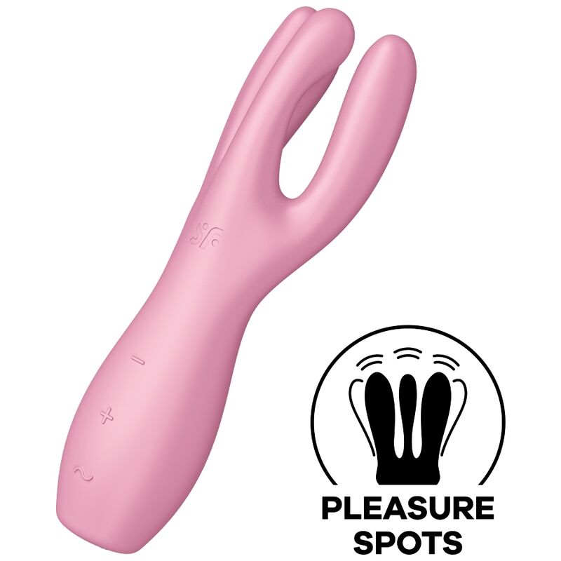Vibrador Satisfyer Threesome 3 Rosa para estimulação clitoriana e labial com design de três braços.