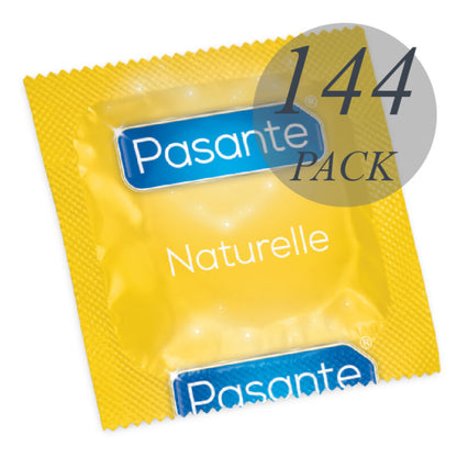 Preservativos Pasante Naturelle Saco com 144 unidades para proteção e sensação natural.