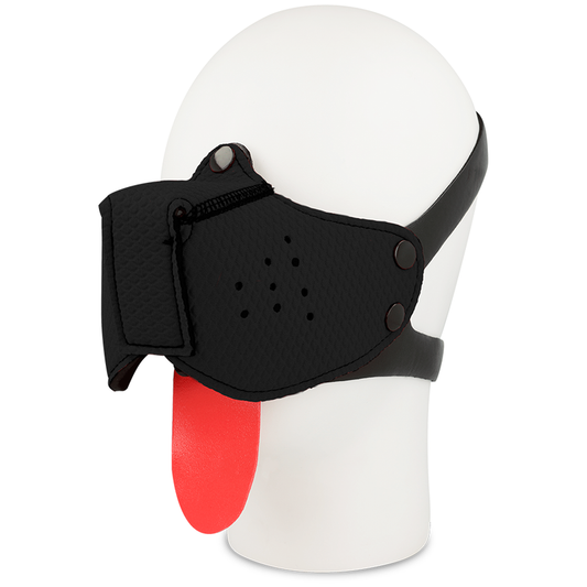 Máscara Focinheira de Cão Ohmama preta para jogos de fetiche e roleplay