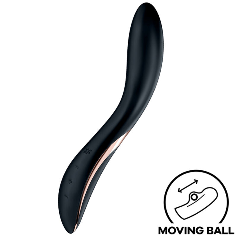 Close-up do vibrador Satisfyer Rrrolling Explosion com estimulação do Ponto G e bola rolante.