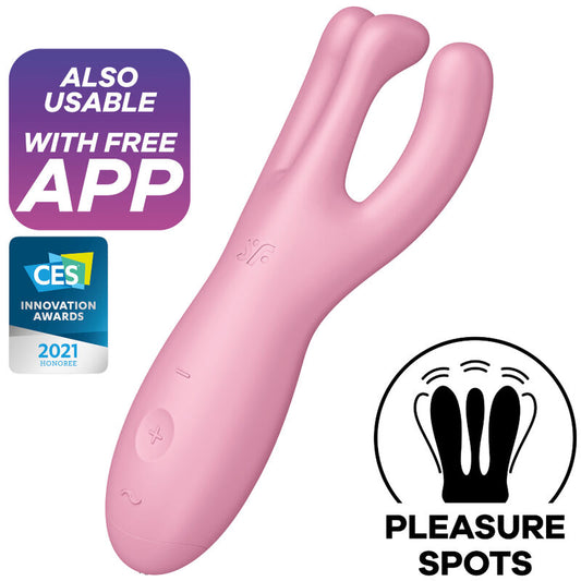 Satisfyer Vibrador Threesome 4 Rosa com App, close-up da textura e design ergonómico