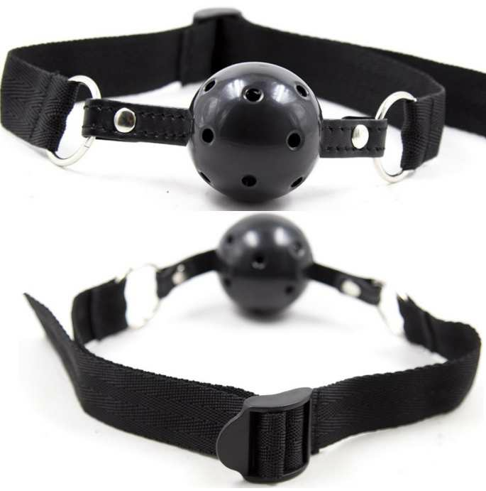 Mordaça Bola Respirável Fetiche Preto OHMAMA para jogos BDSM e contenção