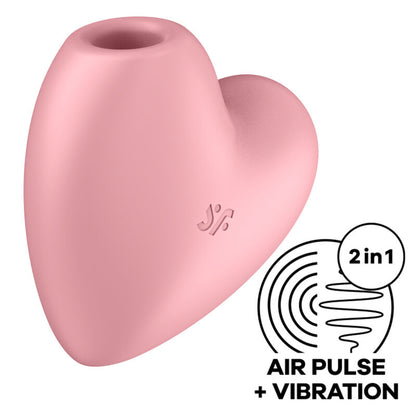 Satisfyer Cutie Heart Vibrador de Pulso de Ar Duplo Azul com design de coração, destacando sua tecnologia de ondas de ar e vibração para estimulação clitoriana.