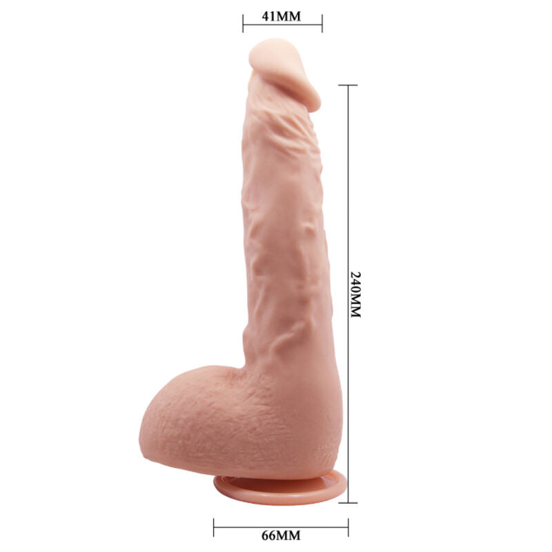 Close-up do Dildo Realista BAILE Jason Natural 24cm, destacando sua textura e ventosa.