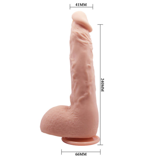 Close-up do Dildo Realista BAILE Jason Natural 24cm, destacando sua textura e ventosa.