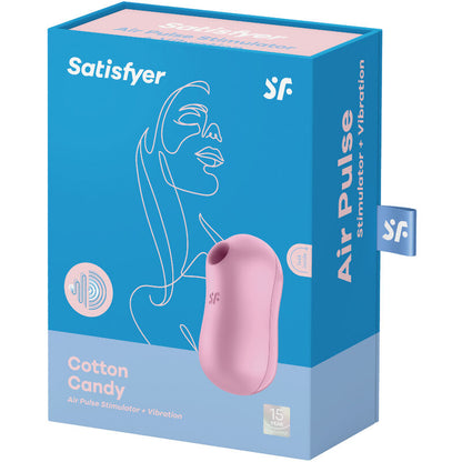 Close-up do Satisfyer Estimulador e Vibrador de Pulso de Ar Cotton Candy Lilás, mostrando seu design ergonômico e cor vibrante.