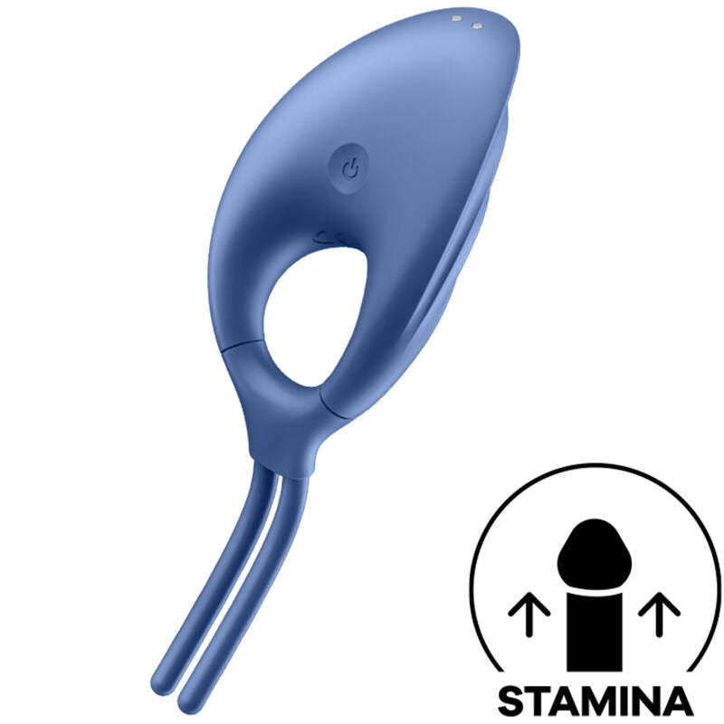 Satisfyer Anel Peniano Vibratório Swordsman Ajustável Verde com detalhes da textura e estimulador.