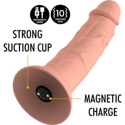 Dildo vibrador Mythology Asher Original S com acabamento realista e superfície estriada para prazer intenso.