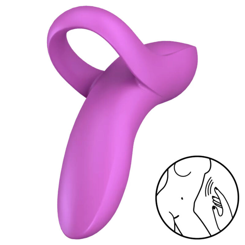 Satisfyer Vibrador de Dedo Bold Lover Branco, detalhe do design ergonómico em silicone suave.
