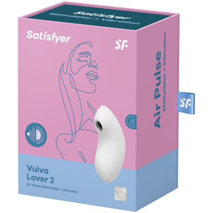 Close-up of the Satisfyer Estimulador e Vibrador de Pulso de Ar Vulva Lover 2 Azul, highlighting its design and features for clitoral stimulation.