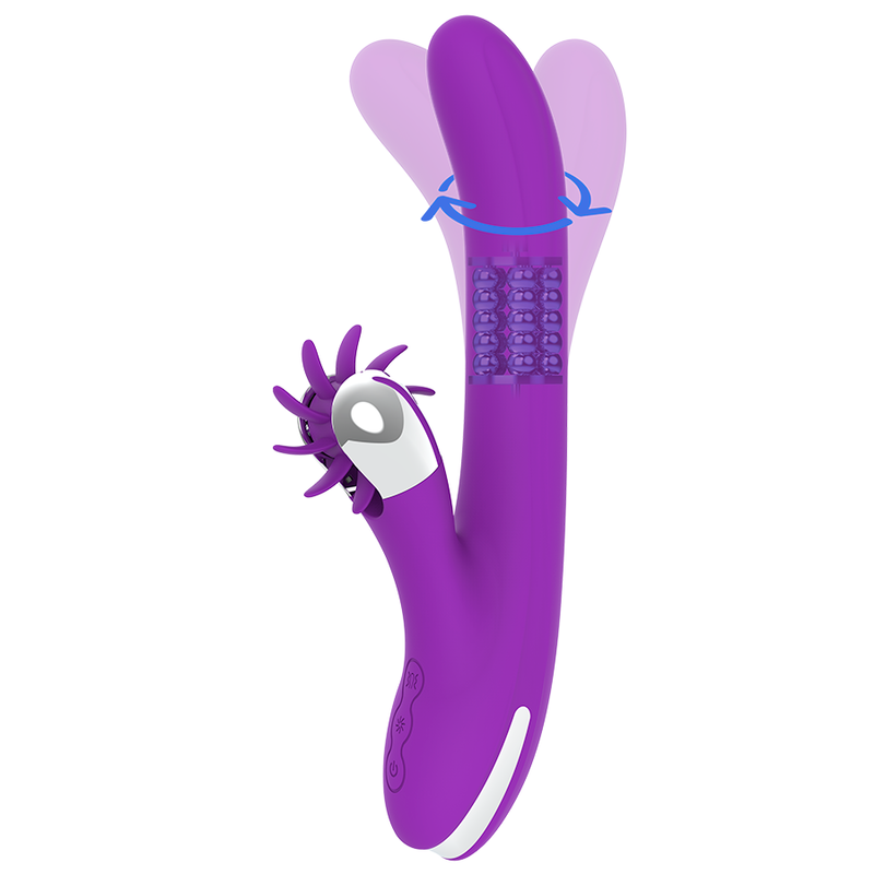 Detalhe do vibrador FUN FUNCTION Rotação Coelho 2.0 em silicone supermacio, com design ergonómico e cabeça oscilante.
