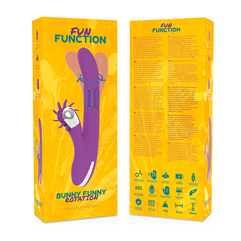 Detalhe do vibrador FUN FUNCTION Rotação Coelho 2.0 em silicone supermacio, com design ergonómico e cabeça oscilante.