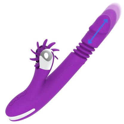 Close-up of the FUN FUNCTION Estimulador Clitoriano Bunny Cima e Baixo 2.0, showcasing its soft silicone texture and ergonomic design.