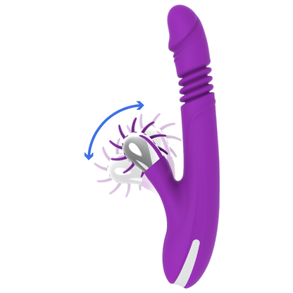 Close-up of the FUN FUNCTION Estimulador Clitoriano Bunny Cima e Baixo 2.0, showcasing its soft silicone texture and ergonomic design.