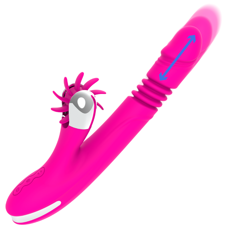 Close-up do DIVERSIA Vibrador Coelho Up & Down 24 CM, mostrando o design ergonómico e a textura de silicone.