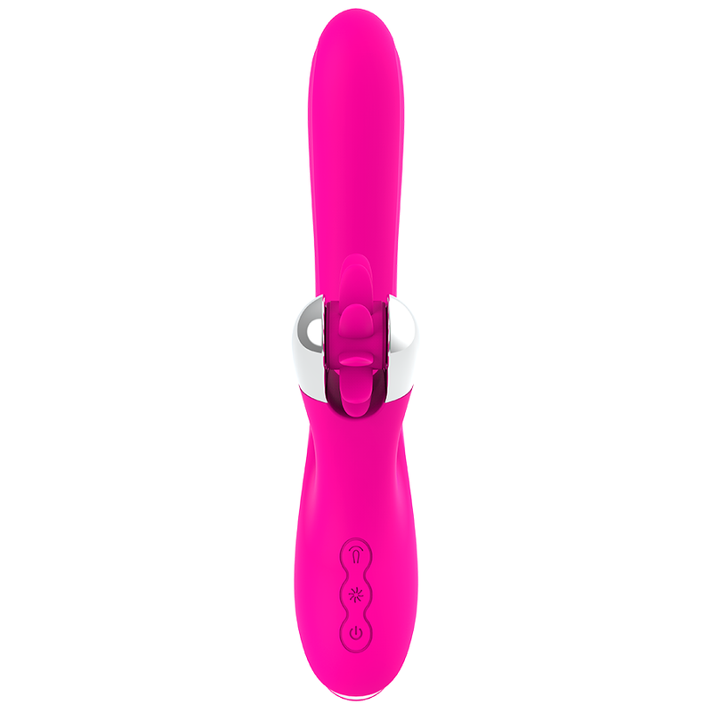 Close-up do DIVERSIA Vibrador Coelho 24cm com estimulador clitoriano, mostrando textura de silicone macio.