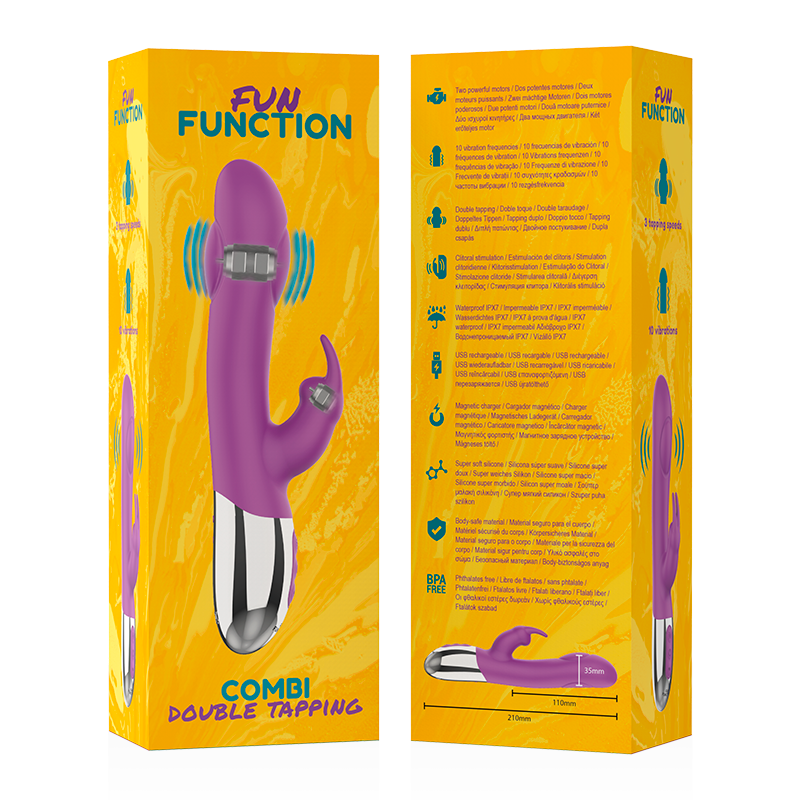 Close-up of the FUN FUNCTION Vibrador Combi Duplo Toque, showing its silicone texture and ergonomic design.