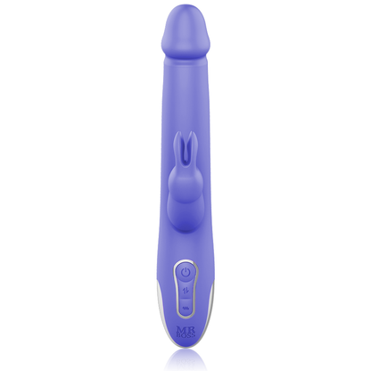 Detalhe do MR BOSS Vibrador e Rotador Arturo com suas esferas rotativas e estimulador clitoriano, em silicone premium.