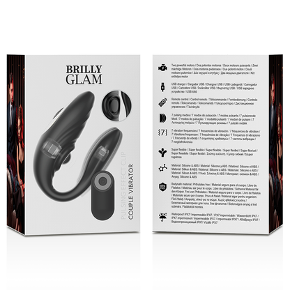 BRILLY GLAM Vibrador de Casal Pulsante com Controle Remoto, mostrando seu design ergonômico e material de silicone.