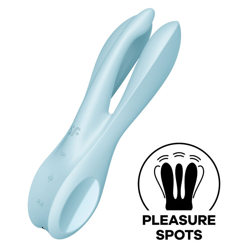 Vibrador Satisfyer Threesome 1 Azul com tecnologia de multi-estimulação e silicone macio