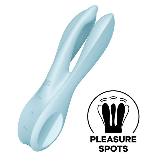 Vibrador Satisfyer Threesome 1 Azul com tecnologia de multi-estimulação e silicone macio