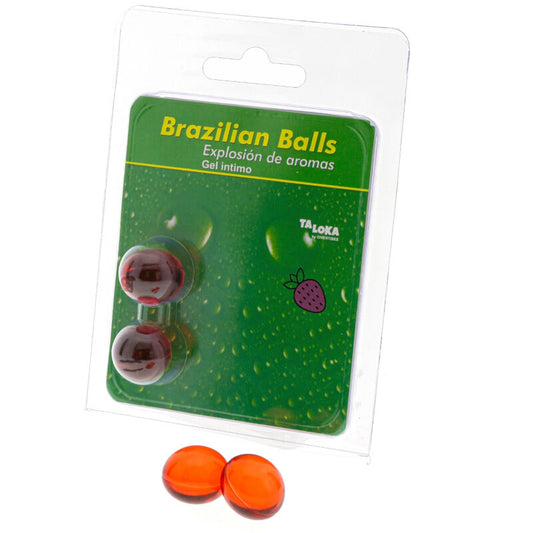 TALOKA 2 Bolas Brasileiras Gel Íntimo Morango para massagem e prazer sensorial.